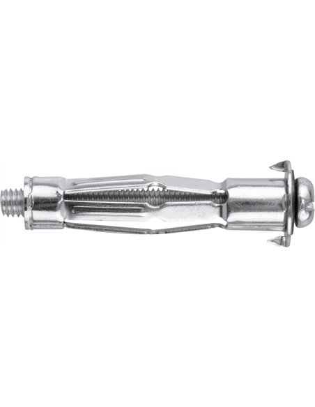 Tox-035701071-Blíster de 4 tacos metálicos para espacios huecos MHD-S Acrobat (taco 10x52 mm + tornillo M5x58)