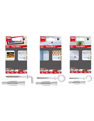 Tox-01226111-Tarro de 20 tacos Trika (8x51) + 20 ganchos Will-S (5,0x86)