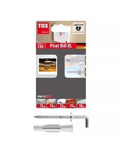Tox-051701221-Blíster de 4 tacos TRIKA 8x51 mm + gancho H-D Forma 22