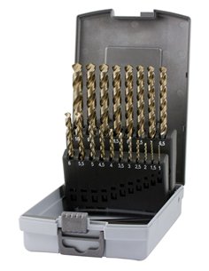 Ruko-228214RO-Juegos de 19 brocas helicoidales DIN 338 tipo UNI HSSE-Co 5