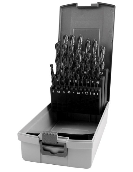 Ruko-214214SRO-Juegos de 19 brocas helicoidales DiN 338 tipo N HSS-G