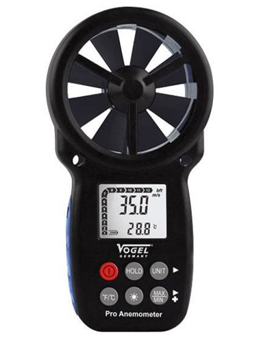 Vogel-641204-Anemómetro electrónico digital (Medidor velocidad viento), 0,3 ~ 45 m/s, Lectura 0,1 m/s