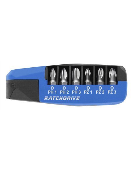 Witte-25111-Caja de 7 puntas con carraca Ratchdrive (PH/PZ) en caja dispensadora