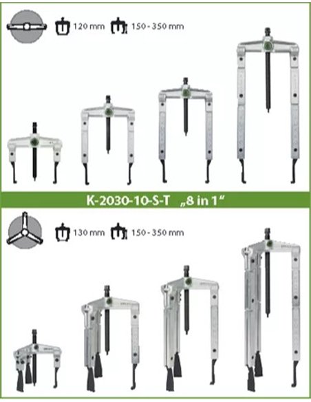 Kukko-K-2030-10-Juego de extractores de rodamientos universales de 2 y 3 patas estándar (120-130 x 100-350 mm)