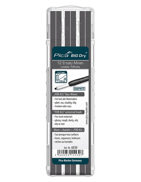 Pica-6030/SB-Estuche con 12 minas de grafito en blister