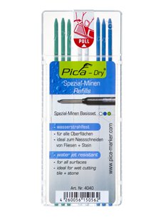 Pica-4040/SB-Estuche 8 minas Dry en blíster Verde, Blanco, Azul