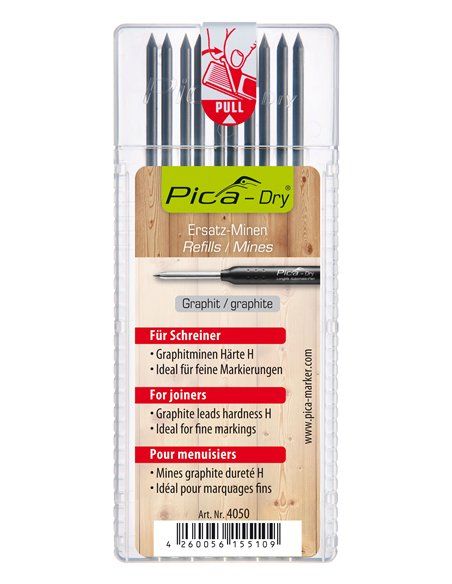 Pica-4050-Estuche 10 minas Dry Grafito H para marcados finos