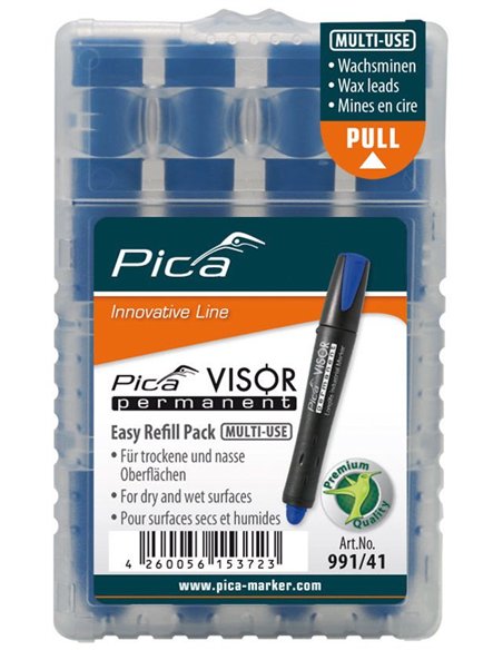 Pica-991/40-Estuche de 4 minas VISOR permanente Rojo