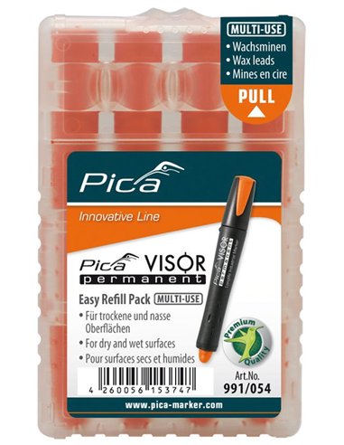 Pica-991/40-Estuche de 4 minas VISOR permanente Rojo