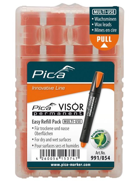 Pica-991/40-Estuche de 4 minas VISOR permanente Rojo