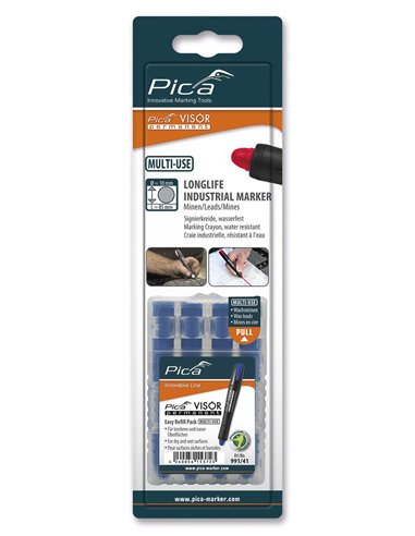 Pica-991/40-Estuche de 4 minas VISOR permanente Rojo