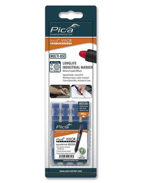 Pica-991/40-Estuche de 4 minas VISOR permanente Rojo