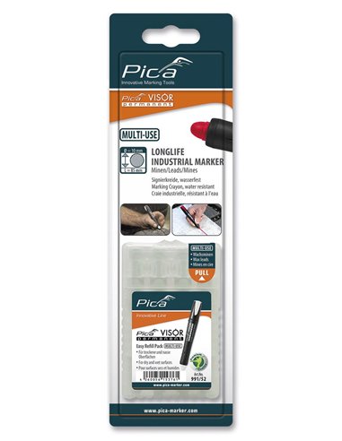 Pica-991/40-Estuche de 4 minas VISOR permanente Rojo