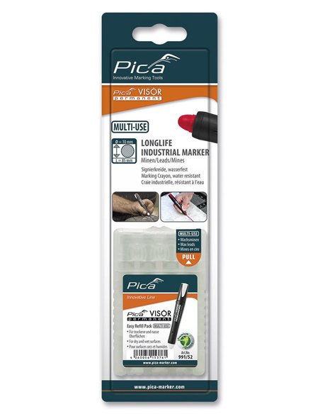 Pica-991/40-Estuche de 4 minas VISOR permanente Rojo