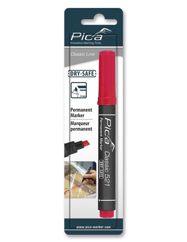 Pica-521/40-Marcador Permanente Tipo Pincel Rojo
