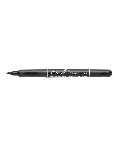 Pica-534/04-Estuche con 4 marcadores permanentes punta tipo bala medio (Azul+Rojo+Negro+Blanco)