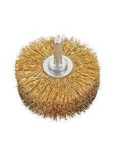 Osborn-0908507061-Cepillo circular acero latonado de alambre ondulado con vástago de 8 mm y filamento Ø 0.25 mm (80x35x25 )