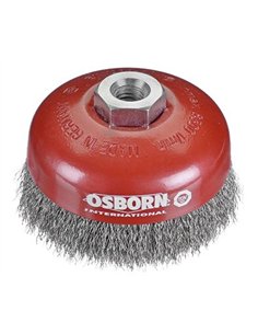 Osborn-2008613065-Cepillo taza acero latonado de alambre ondulado con tuerca M14 y filamento Ø 0.30 mm (125x30 )