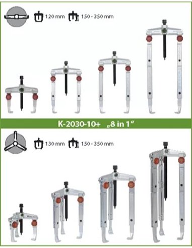 Kukko-K-2030-10+-Juego de extractor de rodamientos universales de 2 y 3 patas con ajuste rápido (120-130 x 100-350 mm)