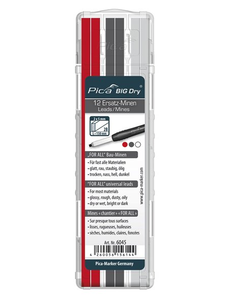 Pica-6045/SB-Estuche 12 minas-Bister-Ne.Bl.Ro.(4)