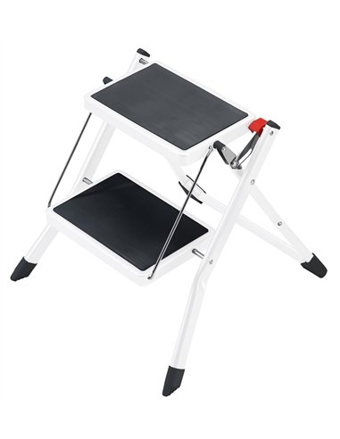Hailo-4310-001-Taburete de acero MK60 StandardLine Blanco (2 peldaños)