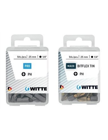 Witte-428422-15 Puntas en cajita de plástico largo 25 mm (PH 2 BITFLEX TIN)