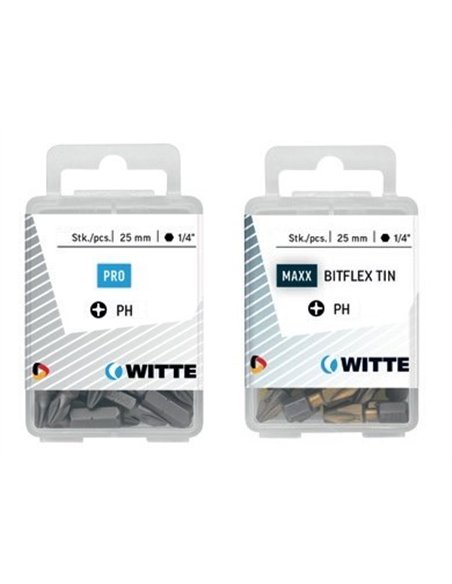 Witte-428422-15 Puntas en cajita de plástico largo 25 mm (PH 2 BITFLEX TIN)