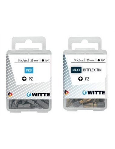 Witte-428445-15 Puntas en cajita de plástico largo 25 mm (PZ 1 BITFLEX TIN)