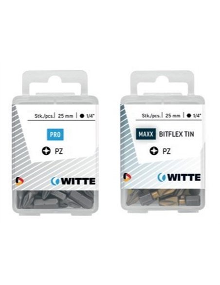 Witte-428445-15 Puntas en cajita de plástico largo 25 mm (PZ 1 BITFLEX TIN)