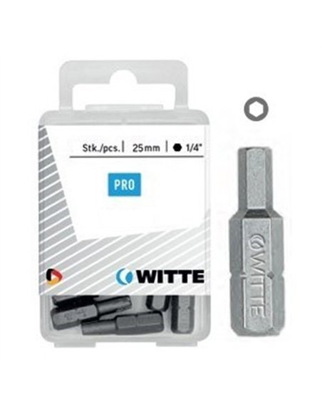 Witte-427083-10 Puntas en cajita de plástico largo 25 mm (SW3)