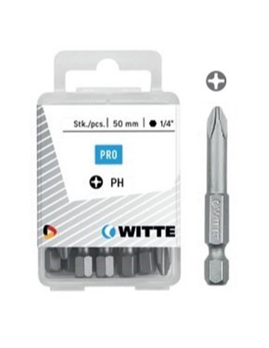 Witte-427520-10 Puntas en cajita de plástico largo 50 mm (PH 1)