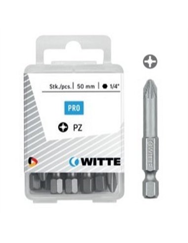 Witte-427547-10 Puntas en cajita de plástico largo 50 mm (PZ 3)