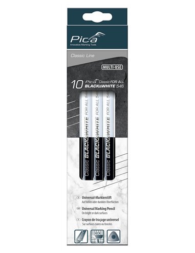 Pica-546/24-10-Lápiz universal Pica Classic Black-White 546 (en caja de 10 uds.)