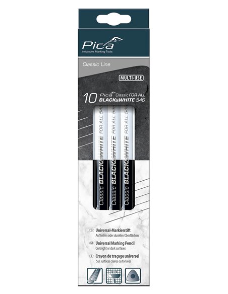 Pica-546/24-10-Lápiz universal Pica Classic Black-White 546 (en caja de 10 uds.)