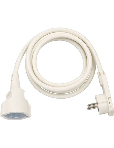 Brennenstuhl-1168980220-Alargador eléctrico IP20 H05VV-F3G1,5 de 2 m (Blanco) con clavija plana