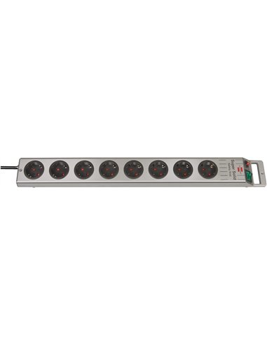 Brennenstuhl-1153340115-Base múltiple Super-Solid-Line color plata con la salida del cable en lado opuesto al interruptor (5 tom