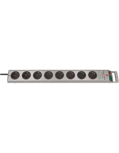 Brennenstuhl-1153340115-Base múltiple Super-Solid-Line color plata con la salida del cable en lado opuesto al interruptor (5 tom