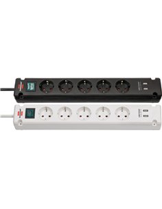 Brennenstuhl-1150660325-Base múltiple Bremounta con puertos USB apta para montaje fijo (color blanco)
