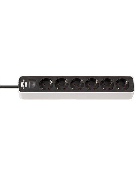 Brennenstuhl-1153260020-Base múltiple Ecolor blanca/ negra con diseño compacto (6 tomas)