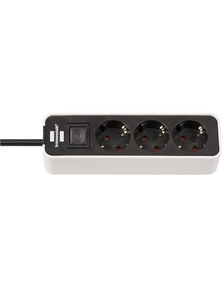 Brennenstuhl-1153260020-Base múltiple Ecolor blanca/ negra con diseño compacto (6 tomas)