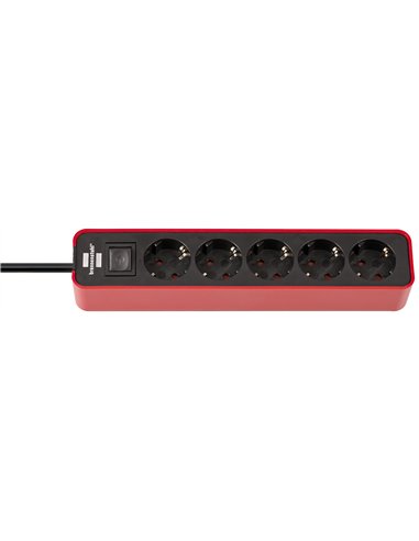 Brennenstuhl-1153230070-Base múltiple Ecolor roja/ negra con diseño compacto (3 tomas)