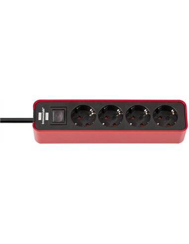 Brennenstuhl-1153230070-Base múltiple Ecolor roja/ negra con diseño compacto (3 tomas)