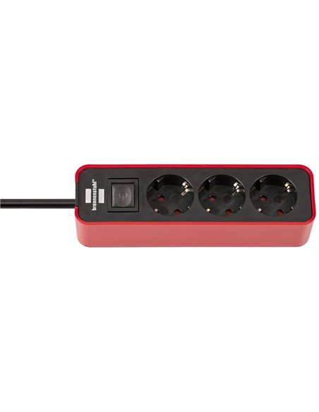 Brennenstuhl-1153230070-Base múltiple Ecolor roja/ negra con diseño compacto (3 tomas)