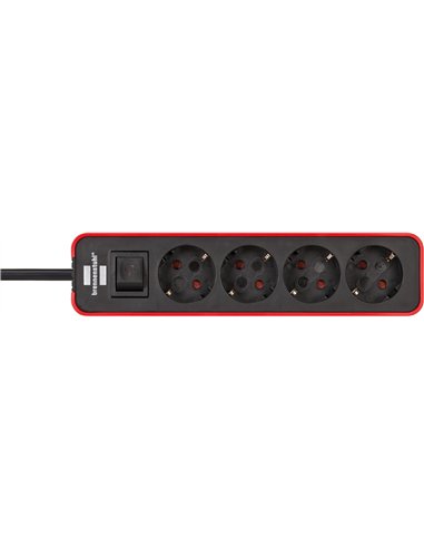 Brennenstuhl-1153230070-Base múltiple Ecolor roja/ negra con diseño compacto (3 tomas)
