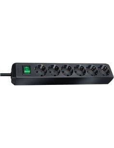 Brennenstuhl-1159500015-Base múltiple Eco-Line negra con interruptor (6 tomas y 1.5 m)