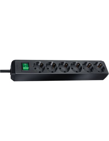 Brennenstuhl-1159500015-Base múltiple Eco-Line negra con interruptor (6 tomas y 1.5 m)