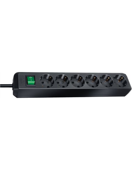 Brennenstuhl-1159500400-Base múltiple Eco-Line negra con interruptor (6 tomas y 3 m)