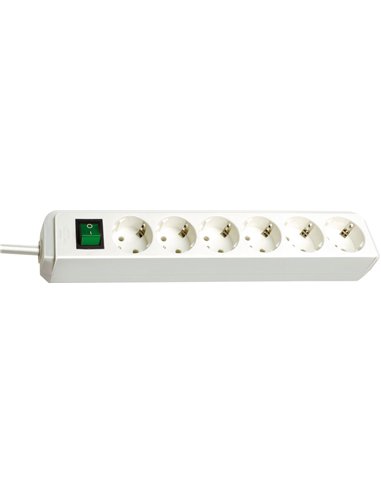 Brennenstuhl-1159520015-Base múltiple Eco-Line blanca con interruptor (6 tomas y 1.5 m)