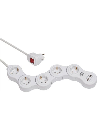 Brennenstuhl-1155350210-Base múltiple maniobrable Vario-Power con puertos USB