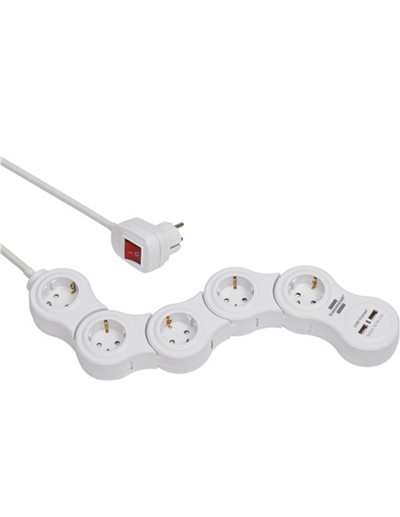 Brennenstuhl-1155350210-Base múltiple maniobrable Vario-Power con puertos USB